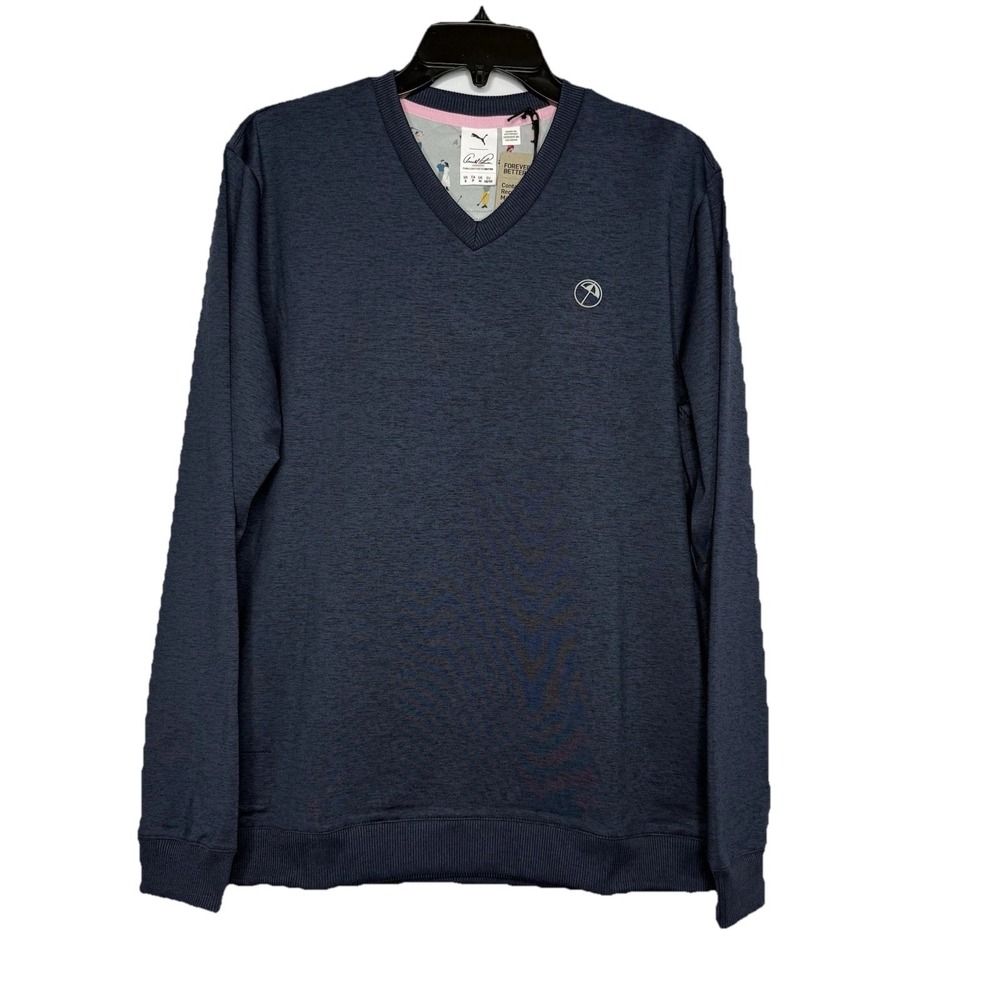 PUMA x‎ Arnold Palmer Cloudspun V-Neck Golf Sweater Navy Blue Men's Small